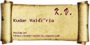 Kudar Valéria névjegykártya